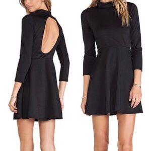 FREE PEOPLE Flirt & Flare Black Whimsy Goth Open Back Textured Mini Dress Sz M